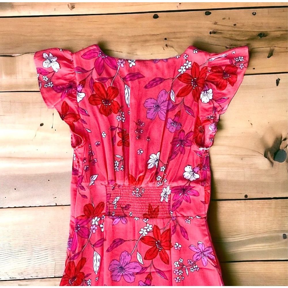 Banana Republic Red Floral Midi Dress - Picture 4 of 6